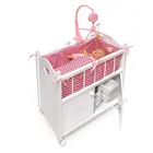 Factory white large storage cabinet children baby doll crib with wheels