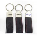 Creative Multi Tool Engraved Car Logo Customizable Genuine Leather Car Key Holder With Stainless Steel Carabiner For Men