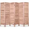 Wood Screen 6 Panel Classic Wooden Slat Room Screen Indoor Dividers Wood Folding Privacy Creens Free Standing Large Room Divide