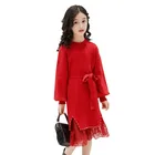 Injaevina ニットキッドガールドレスの王女の服ミックス弓でドレスファッション新年ドレス服