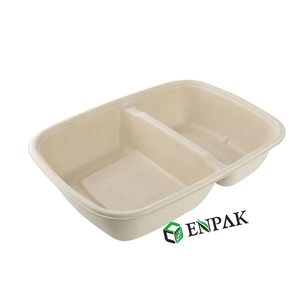ECO 2 compartment disposable plastic food storage container