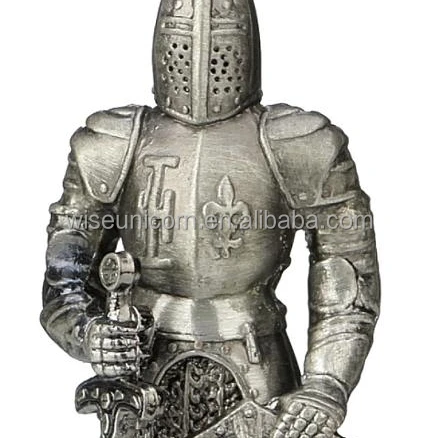 Collectible Decoração Interior Liga de Metal Estatueta Cavaleiro Medieval com Espada E Escudo