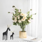 wholesale 6 Color Single roses artificial silk flowers home decoration green plant wall artificial flowers