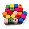 Wholesale 12mm 100pcs Mixed Color Cube Dyed Wooden Loose Beads For Jewelry Making