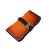 High-end Custom Nobel Lady Vegetable Tanned Leather Flap Bag Fancy Party Hand Purse Tan Wallet with Lion Strap Fastened
