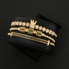 3pcs/set Luxury CZ polygon ball crown Charm Bracelet copper bead Macrame handmade bracelets & bangles for Men Jewelry