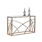 Side table Blue glass top coffee table console table modern golden stainless steel