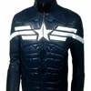 Chris Evan CAPTAIN AMERICA Men's Navy Blue Biker leather Jacket For Men