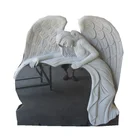 Cemetery usage black granite polished weeping angel tombstone