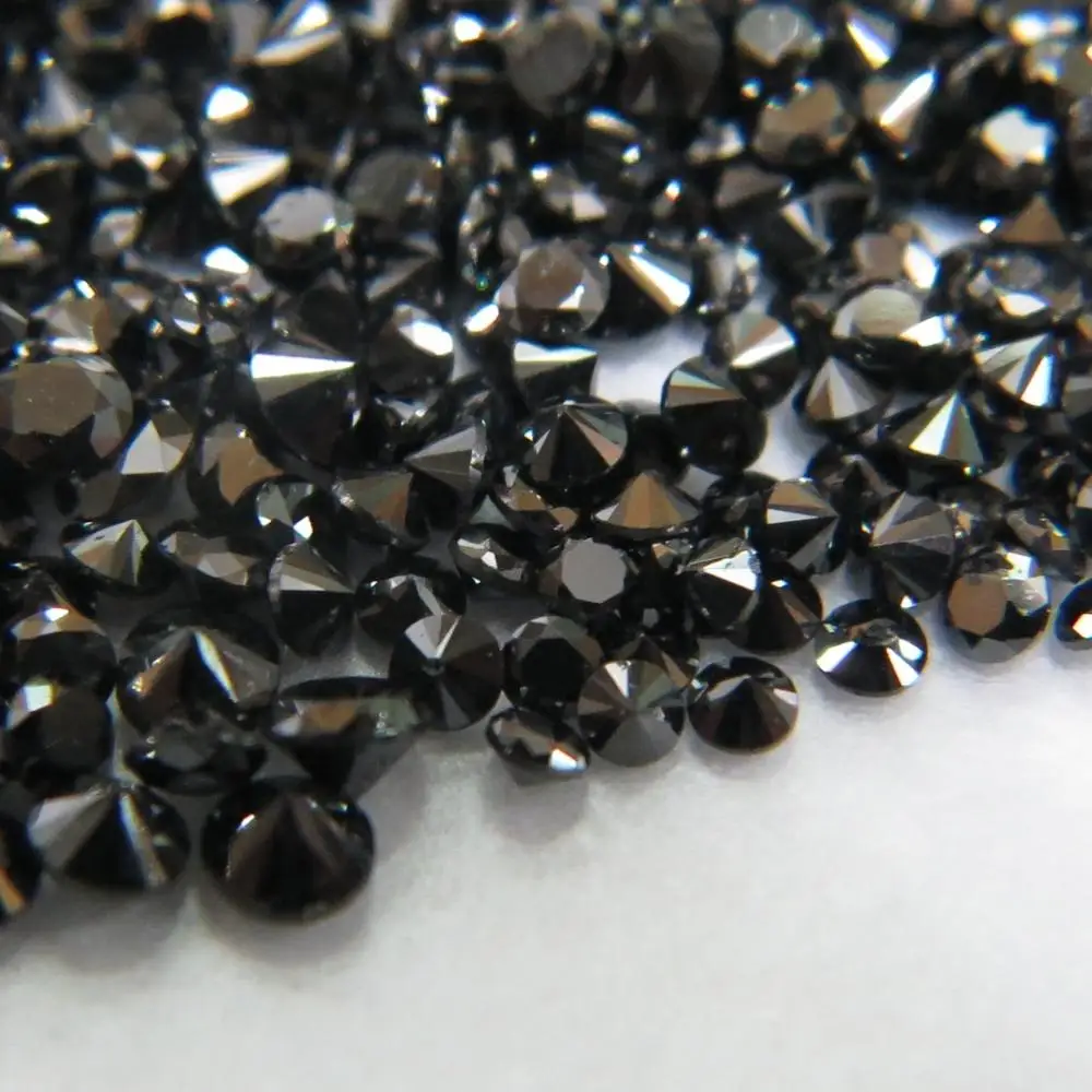 1.6-2 مللي متر الطبيعية فضفاض قطع مستديرة يتوهم الماس الأسود لوضع