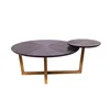 High end round ash wood brass coffee table