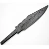 Custom Handmade Damascus Bowie Blank Blade Stick tang overall length 7.6 inches with filework Raindrop pattern