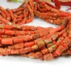 Natural coral 11x6mm tube smooth gemstone 18 inch strand beads