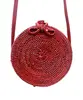 Wholesale red simple round handmade rattan handbag