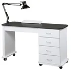 Beauty Black Steel Vented Double Storage nail manicure table for Salon Spa Equipment