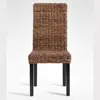 Rattan Dining Chair with Mahogany Wooden Frame Abaca Weaving from Rattan Chair Indonesia