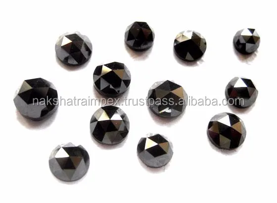 طبيعي أسود دائرية من الماس جانب واحد مدقق قطع أحجار كريمة مفكوكة