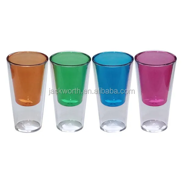 JD0525 Half Full Double-Walled Glass  Half Double Wall Wine Glass  Plastic Double Wall Drinking Glass