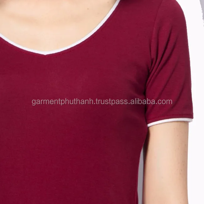New fashion of blank t shirt for ladies, v-neck t shirt