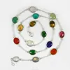 Multi gemstones 925 sterling silver long chain necklace, Wholesale Gemstone Silver Collection