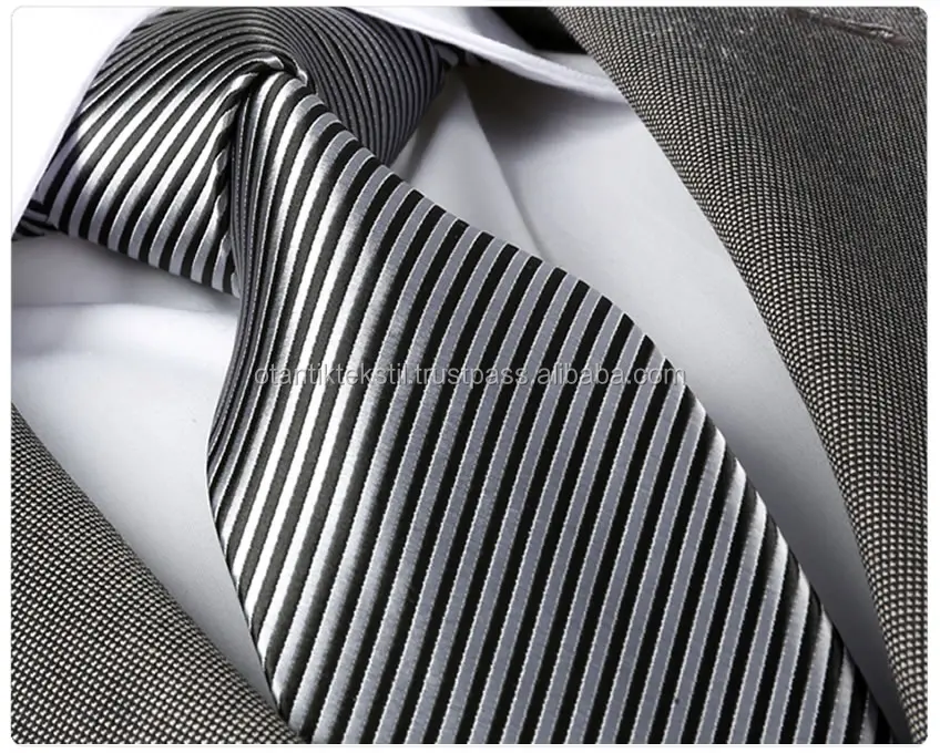 grey black striped ,silk tie, necktie, neck tie, corbata,