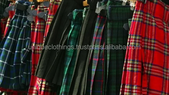 mens 8 yard scottish highland kilts, best quality black tartan