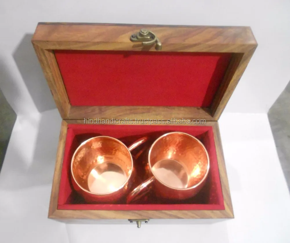 copper moscow mule mug set of two mugs, two straws, two coasters