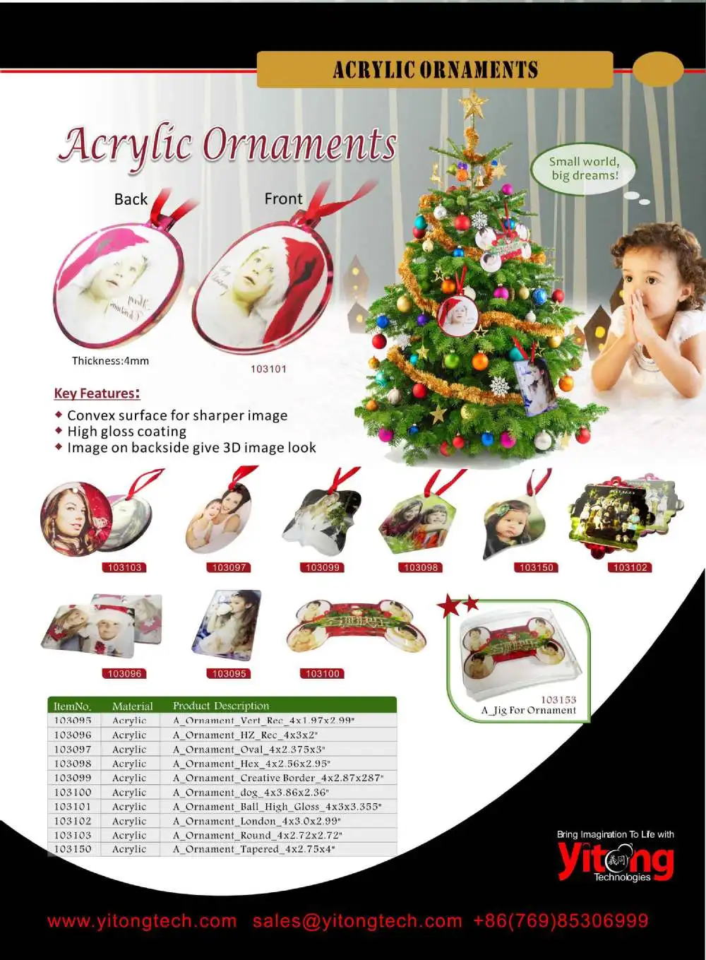 acrylic -- sublimation blank christmas ornament / decorations
