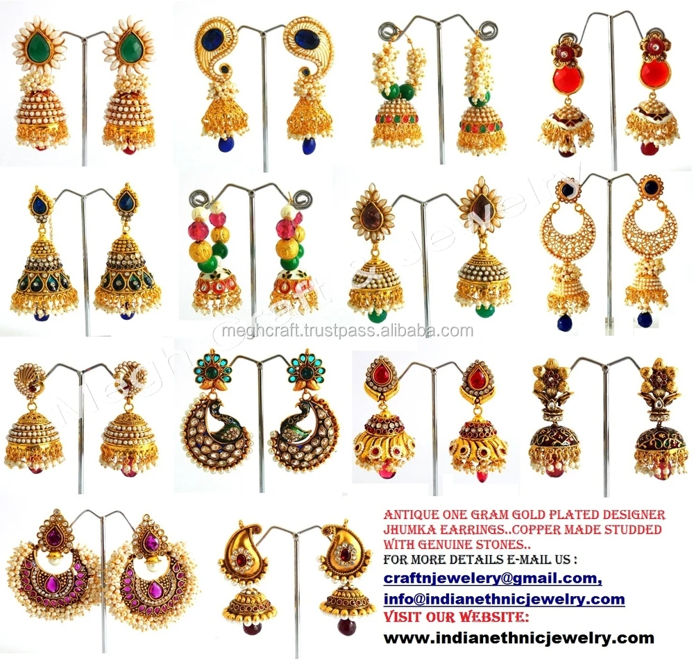 Wholesale Indian Ethnic Earring One Gram Gold Jewelry south Indian