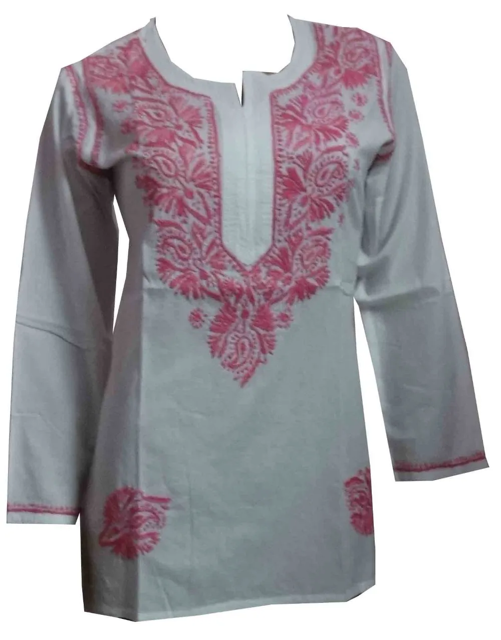Rajasthani Handmade Cotton Chikan Kurtis - Buy Ladies Woolen Kurtis,Chikan Kurtis White,Printed 