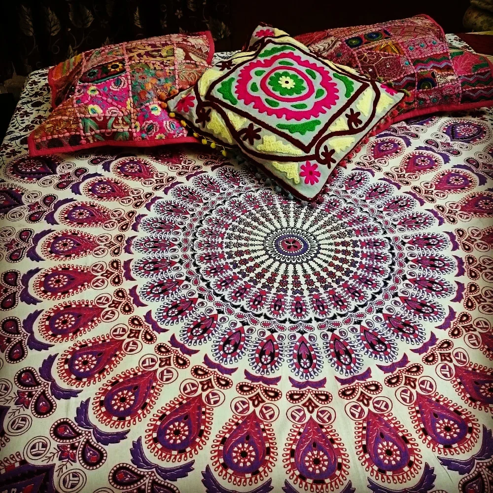 Indische mandala blauw dorm hippie tapijt tapijt muur opknoping ... Kleuren slaapkamer muur
