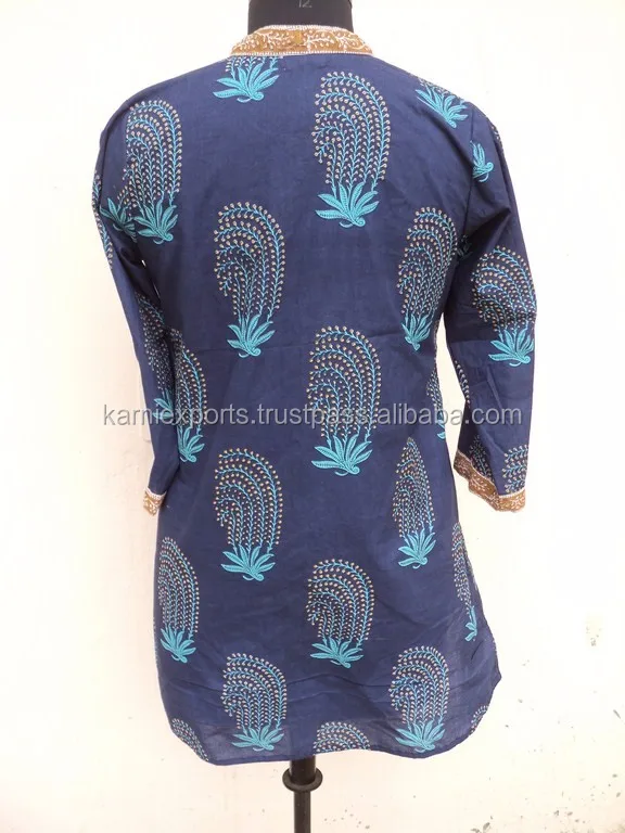 handblock printed indigo blue stylish top & tunics for girls
