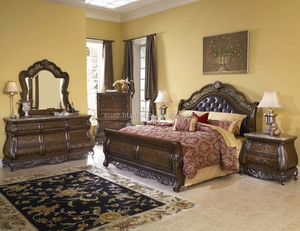 Pakistan Hand Carved Bedroom Furniture Sets Price Solid Cherry Wood Bedroom Set Brown Luxurious King Bedroom Furniture Sets View Luxury Royal