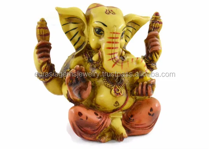 handmade handpainted elephant with riders figurine resin