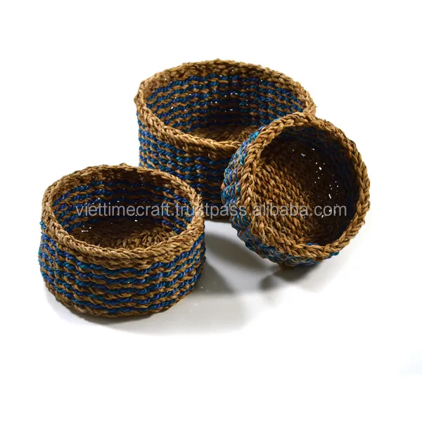 hyacinth basket with color pattern, hand-woven laundry basket