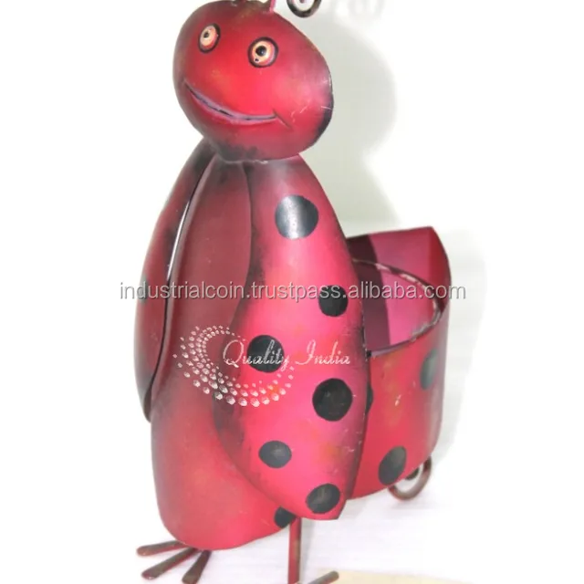 red color standing beetle bug pen stand decorative figurine