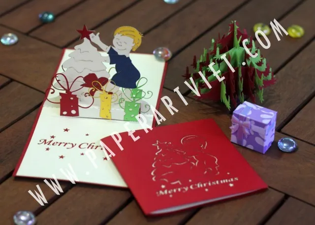3d greeting card with gift christmas / handmade popup card