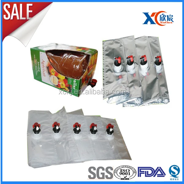 5 liter plastic bag in box with spouts