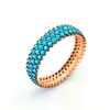 Fashionable Turkish Wholesale 3Rows CZ Stone Rose Gold Plated Pave Band Jewelry925 Sterling Silver Ring