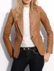 Genuine Leather Blazer in brown lambskin for women--FL-3447