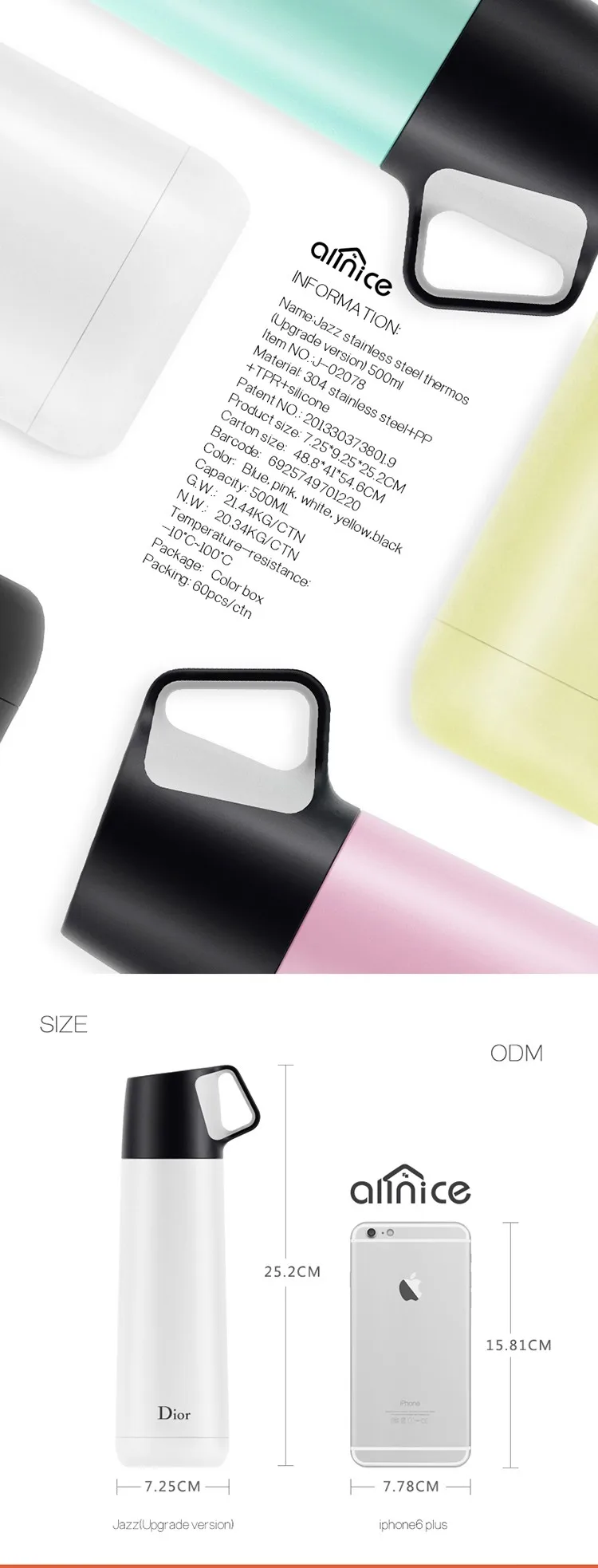 Wholesale 500ml gift with logo stainless steel vacuum bottle/double wall water bottle