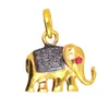 925 Silver Natural Diamond Gold Plated Elephant Charm Pendant