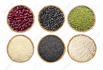 kidney beans, cashew nuts, almond, yellow corn, animal feed