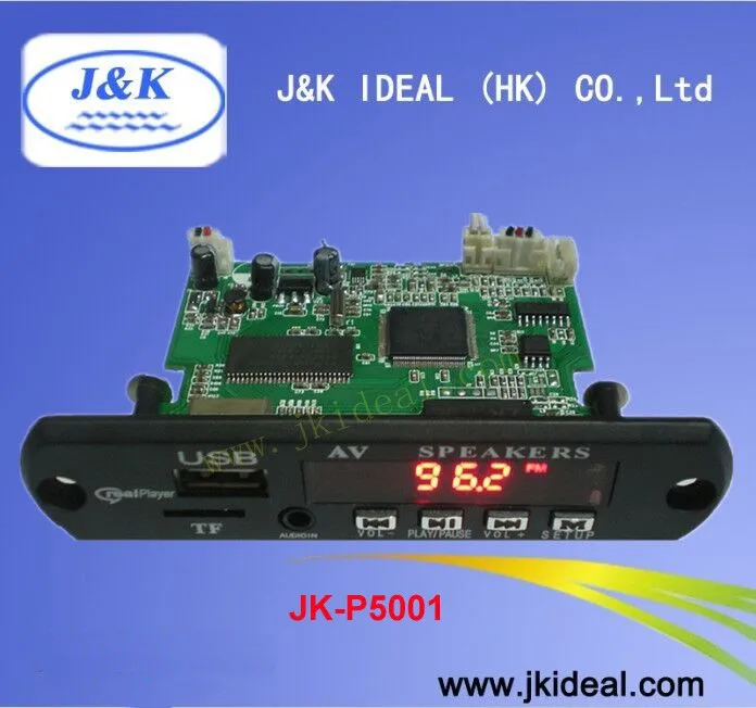 JK-P5001 fm radio usb tf card modulator mp5 player circuit board for video