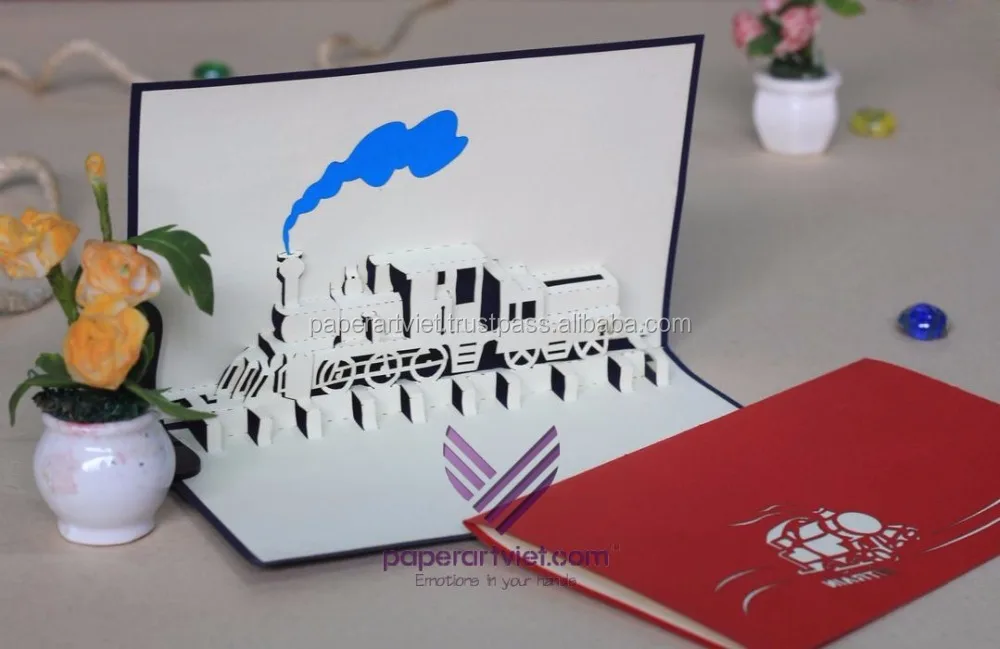 gifts & crafts  card  greeting card  train 3d pop up greeting