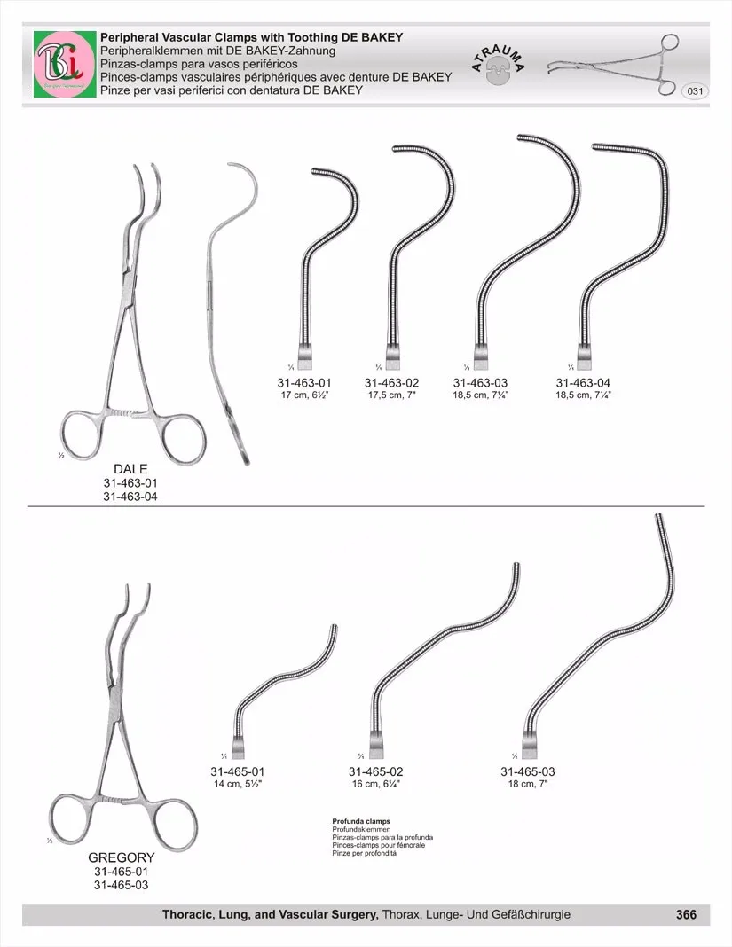 Debakey Peripheral Vascular Clamps With Toothing Debakey & Subramanian