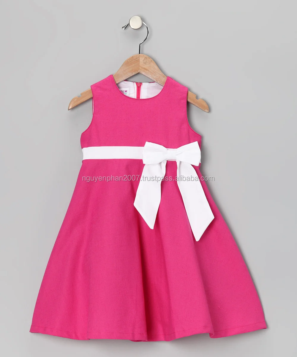girls dresses   hot pink bow pleated dress for infant toddler