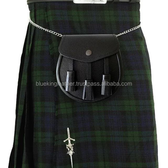 black watch three buckle & straps tartan kilt with belt &