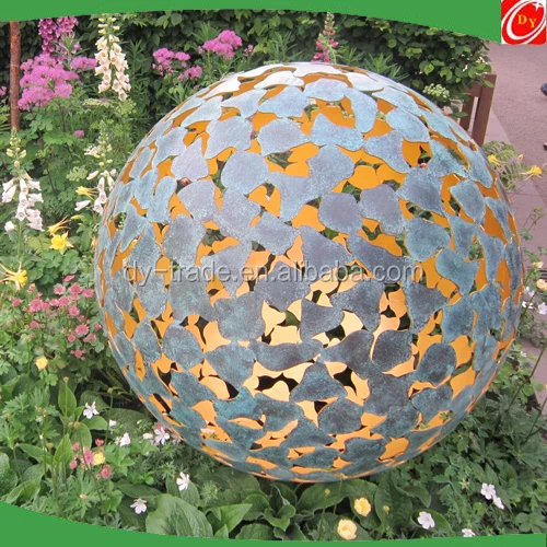 Stainless Steel Floral Orbs, Metal Garden Sculpture for Artwork