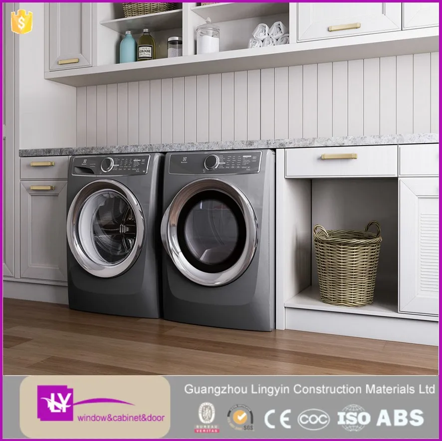 Moistureproof Wooden White Laundry Multifunction Laundry Room
